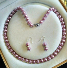 Load image into Gallery viewer, 10% OFF- 18 in/460 mm L-Certified Natural Fine Pink South Sea Shell Pearl Necklace + Earrings