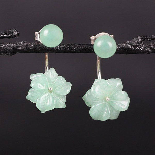 10% OFF- 2 pcs-Certified Natural Jadeite Emerald Jade A Pair of Flower Jade Earrings《Grade A》