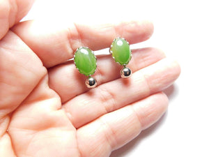 10% OFF- 2 pcs-Certified Natural Jadeite Emerald Jade A Pair of Oval Green Jade Earrings《Grade A》