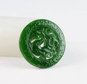 10% OFF- Certified Natural Jadeite Emerald Jade Dragon-Pixiu Pendant《Grade A》1943