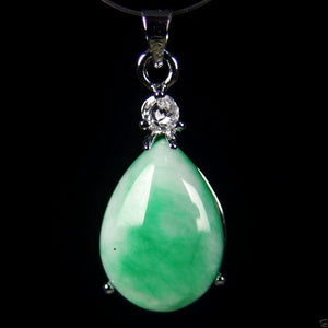 10% OFF- Certified Chinese Natural Emerald Jade Handcarved Oval Pendant A2018