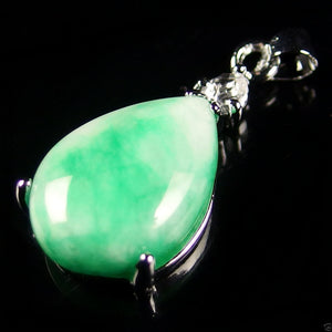 10% OFF- Certified Chinese Natural Emerald Jade Handcarved Oval Pendant A2018