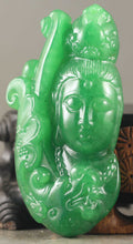 Load image into Gallery viewer, 10% OFF- Certified Natural Icy Jadeite Emerald A*Jade HandCarved Guanyin Pendant A1940