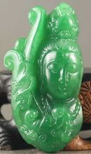 Load image into Gallery viewer, 10% OFF- Certified Natural Icy Jadeite Emerald A*Jade HandCarved Guanyin Pendant A1940