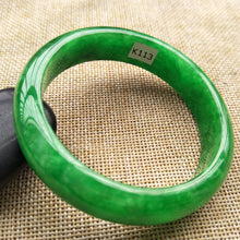 Load image into Gallery viewer, 10% OFF- 56/57/58 mm Certified Natural Jadeite Emerald A*Jade Handcarved Bangle K113