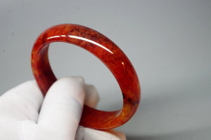 10% OFF- 57/58/59 mm Certified Natural Red Emerald A*Jade Handcarved Bangle XB-304