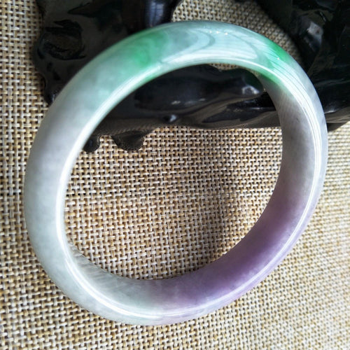 10% OFF- 53/54/55 mm Certified Natural 3 Color Jadeite Emerald A Jade HandCarved Bracelet Bangle V546