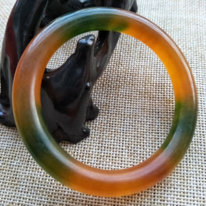 10% OFF- 54/55/56 mm Certified Natural 3 Color Emerald A*Jade Handcarved Bangle A4199