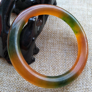 10% OFF- 54/55/56 mm Certified Natural 3 Color Emerald A*Jade Handcarved Bangle A4199