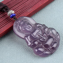 Load image into Gallery viewer, 10% OFF- Certified Natural Ice Pink Emerald Jade Handcarved Guanyin Pendant A194088