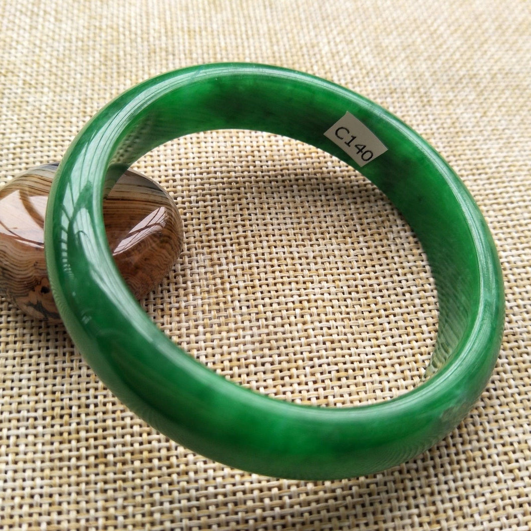 10% OFF- 55/56/57 mm Certified Natural Jadeite Emerald A*Jade Handcarved Bangle C140