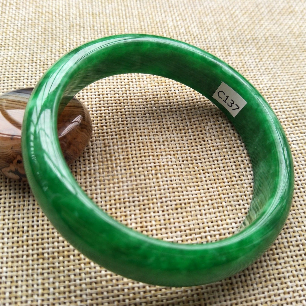 10% OFF- 56/57/58 mm Certified Natural Jadeite Emerald A*Jade Handcarved Bangle C137