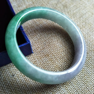 10% OFF- 53/54/55 mm Certified Natural Ice Jadeite Emerald Jade Bangle《Grade A》W105