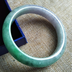 10% OFF- 53/54/55 mm Certified Natural Ice Jadeite Emerald Jade Bangle《Grade A》W105