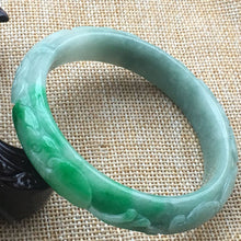Load image into Gallery viewer, 10% OFF- 60/61/62 mm Certified Natural Jadeite Emerald A Jade HandCarved Ruyi Flower Bracelet Bangle A015