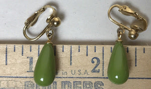 10% OFF- 2 pcs-Certified Natural Jadeite Emerald A*Jade Handcarved A Pair of Lucky Jade Dangle Clip Earrings