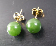 Load image into Gallery viewer, 10% OFF- 2 pcs-Certified Natural Jadeite Emerald A*Jade Handcarved A Pair of Vintage 1950&#39;S 14KT Gold Curtis Creation Jade Earrings