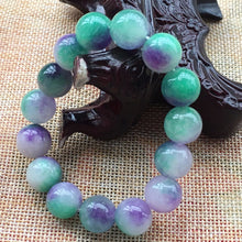 Load image into Gallery viewer, 190 mm/7.5 in-Certified Natural Multi-Color Icy Emerald A Jade Beads Stretchy Bracelet