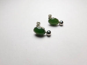 10% OFF- 2 pcs-Certified Natural Jadeite Emerald Jade A Pair of Oval Green Jade Earrings《Grade A》