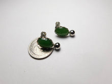 Load image into Gallery viewer, 10% OFF- 2 pcs-Certified Natural Jadeite Emerald Jade A Pair of Oval Green Jade Earrings《Grade A》