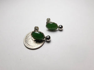 10% OFF- 2 pcs-Certified Natural Jadeite Emerald Jade A Pair of Oval Green Jade Earrings《Grade A》