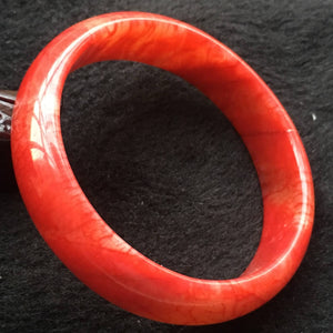 10% OFF- 57/58/59 mm Certified Natural Red Emerald A*Jade Handcarved Bangle X023