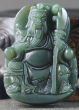 Load image into Gallery viewer, 10% OFF- Certified Natural Emerald A*Jade Handcarved Guangong Pendant NO.X132