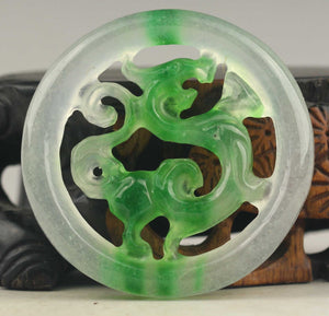 10% OFF- Certified Natural Jadeite Emerald Jade Handcarved Dragon Pendant《Grade A》NO.C867