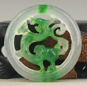 10% OFF- Certified Natural Jadeite Emerald Jade Handcarved Dragon Pendant《Grade A》NO.C867