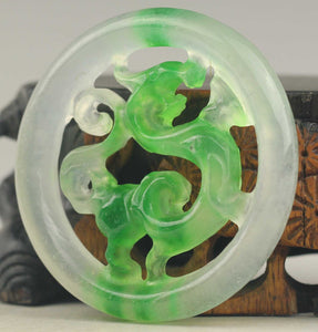 10% OFF- Certified Natural Jadeite Emerald Jade Handcarved Dragon Pendant《Grade A》NO.C867