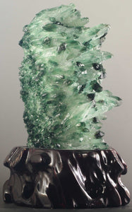 7.9in/20cm H- 100% Genuine Purea Natural 1752g White and Green Crystal Statue (with Stand)