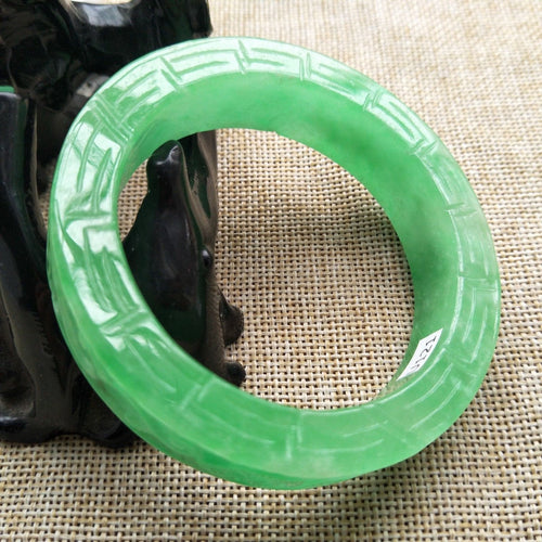 10% OFF- 55/56/57 mm Certified Natural Jadeite Emerald A*Jade Handcarved Bangle U121