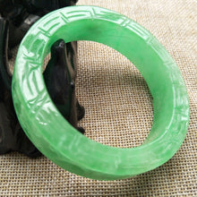 Load image into Gallery viewer, 10% OFF- 55/56/57 mm Certified Natural Jadeite Emerald A*Jade Handcarved Bangle U121