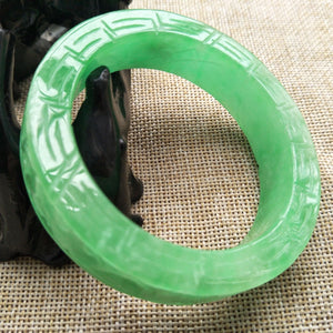 10% OFF- 55/56/57 mm Certified Natural Jadeite Emerald A*Jade Handcarved Bangle U121