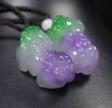 Load image into Gallery viewer, 10%OFF- 2 pcs Certified Natural Jadeite Emerald Jade Pixiu Feng Shui Pendans《Grade A》