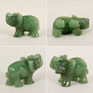 A Pair of Chinese Genuine Natural Green Jade HandCarved Elephant Feng Shui Statues (2pcs)