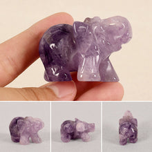 Load image into Gallery viewer, A Pair of Chinese Genuine Natural Purple Jade HandCarved Elephant Feng Shui Statues (2pcs)