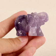 Load image into Gallery viewer, A Pair of Chinese Genuine Natural Purple Jade HandCarved Elephant Feng Shui Statues (2pcs)