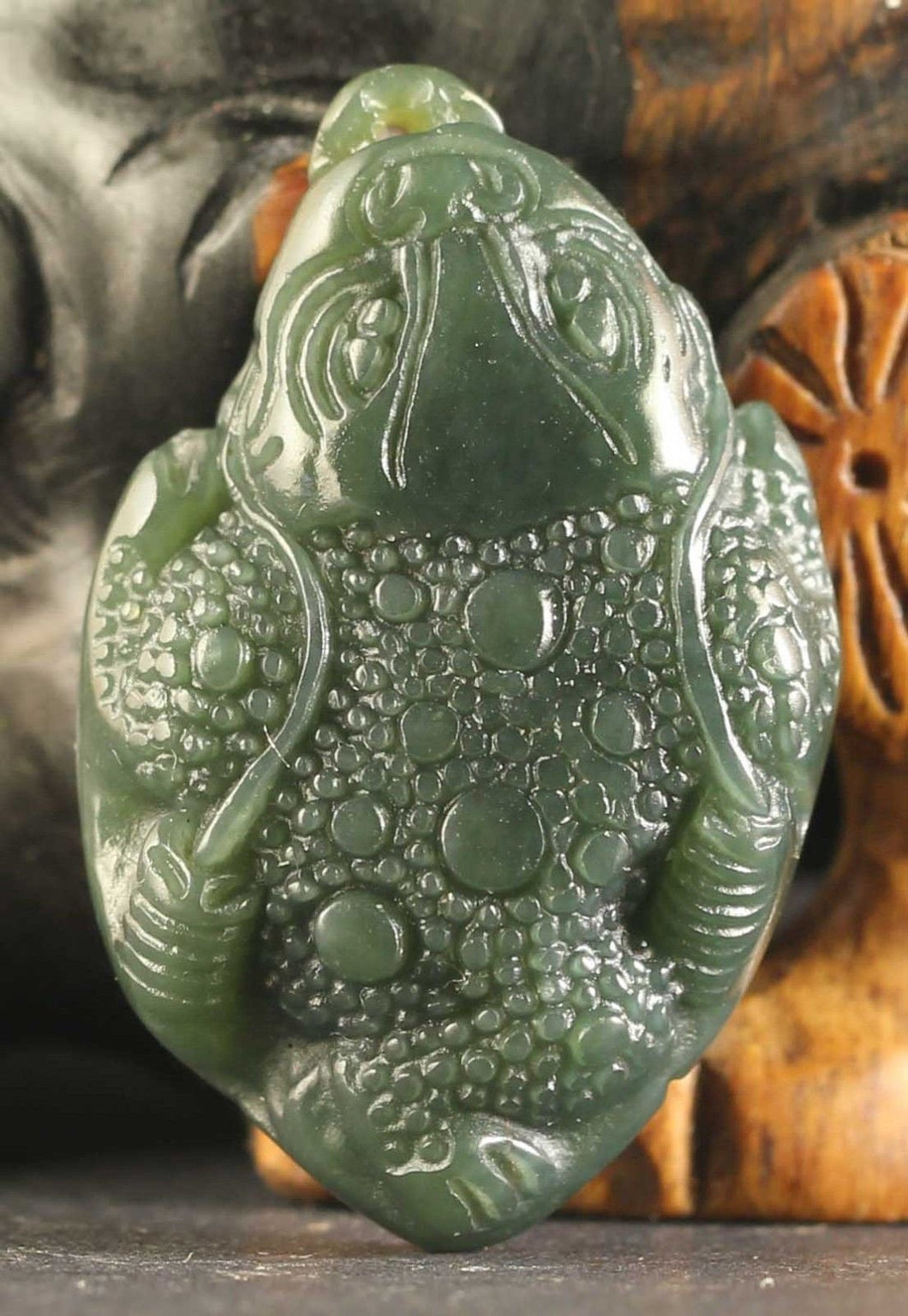 10% OFF- Certified Natural Jadeite Emerald A*Jade HandCarved Jinchan Pendant A194011