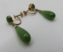 Load image into Gallery viewer, 10% OFF- 2 pcs Certified Natural Jadeite Emerald A*Jade Handcarved A Pair of Lucky Jade Dangle Earrings