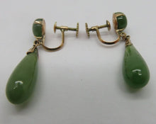 Load image into Gallery viewer, 10% OFF- 2 pcs Certified Natural Jadeite Emerald A*Jade Handcarved A Pair of Lucky Jade Dangle Earrings