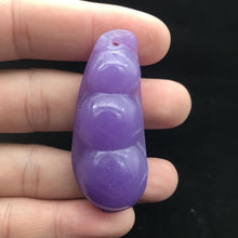 Load image into Gallery viewer, 10% OFF- Certified Natural Purple Ice Jadeite Emerald A Jade HandCarved Ping Beans Pendant 21