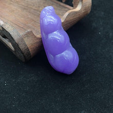 Load image into Gallery viewer, 10% OFF- Certified Natural Purple Ice Jadeite Emerald A Jade HandCarved Ping Beans Pendant 21
