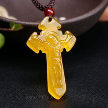 Load image into Gallery viewer, 10% OFF- Certified Natural Ice Emerald Jade Handcarved Cross Pendant A19402018