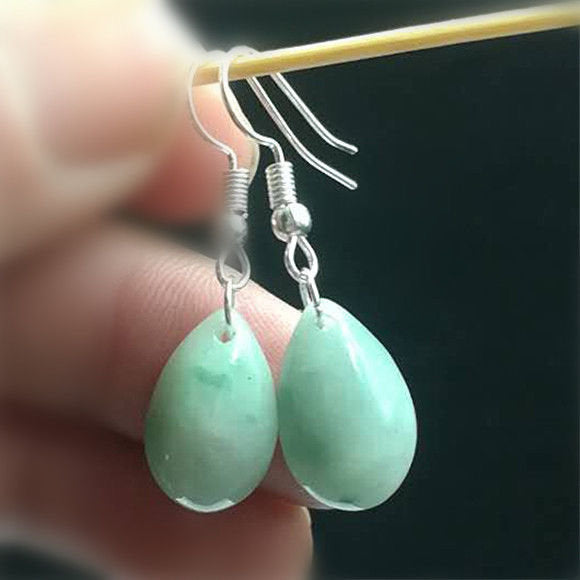 10% OFF- 2 pcs-Certified Natural Jadeite Emerald Jade A Pair of Jade Earrings