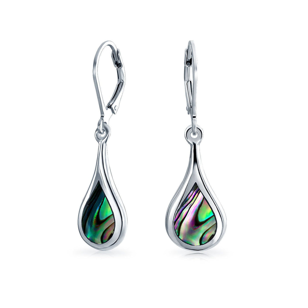 10% OFF- 2 pcs-Certified Natural Abalone Shell Inlay Dangle Teardrop Earrings