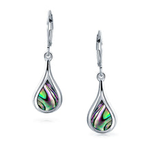 Load image into Gallery viewer, 10% OFF- 2 pcs-Certified Natural Abalone Shell Inlay Dangle Teardrop Earrings