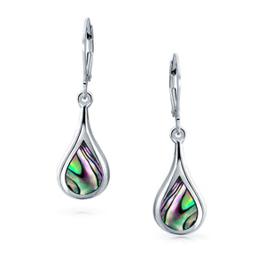 10% OFF- 2 pcs-Certified Natural Abalone Shell Inlay Dangle Teardrop Earrings