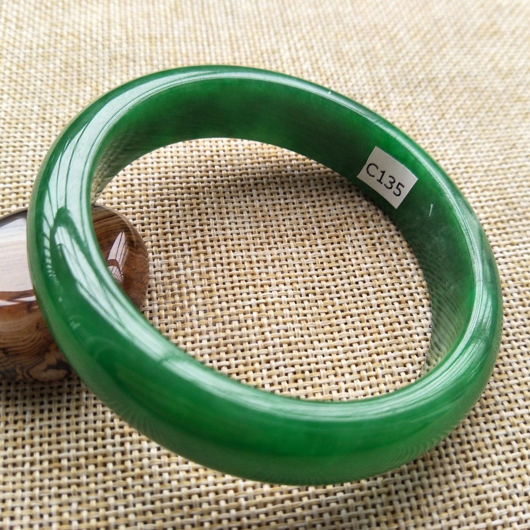 10% OFF- 56/57/58 mm Certified Natural Jadeite Emerald A*Jade Handcarved Bangle C135