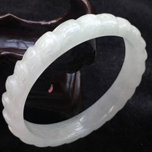 Load image into Gallery viewer, 10% OFF- 55/56/57 mm Certified Natural Jadeite Emerald A*Jade Handcarved Flower Bangle X009